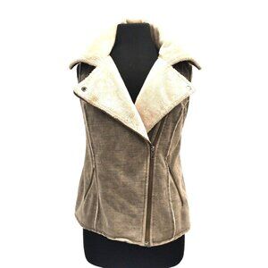 True Grit Military Green and Cream Bomber Vest Zippered Jacket S